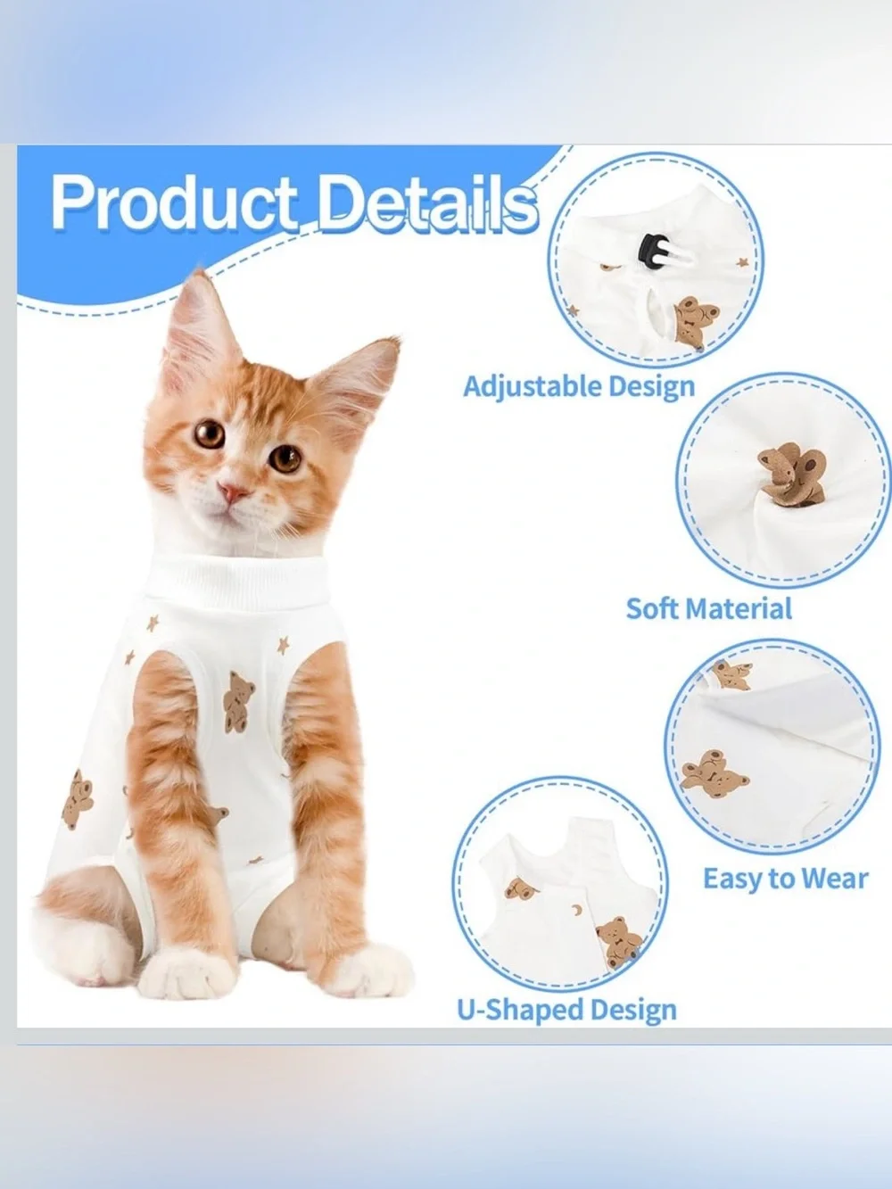 Cat Recovery Suit Female, For Abdominal Wounds or Skin Diseases